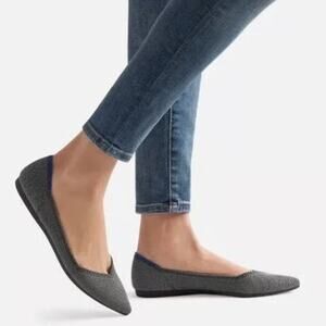 Rothy's Cloud Gray Flax Birdseye "The Point" Flats Womens SIze 8.5 Slip-on Shoes